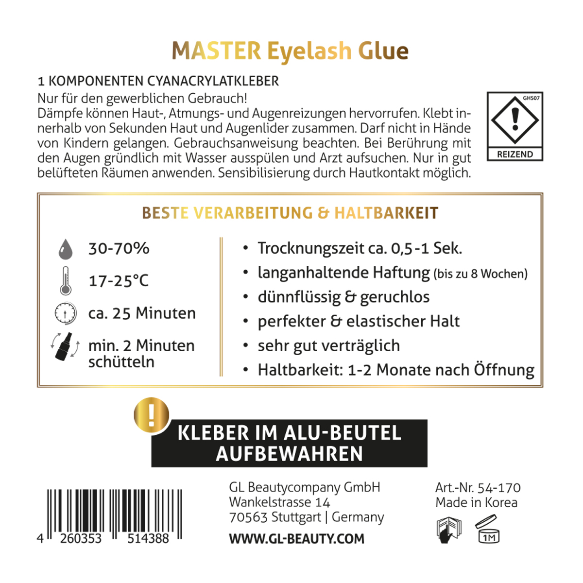 Master Eyelash Glue GL Beauty Lashes
